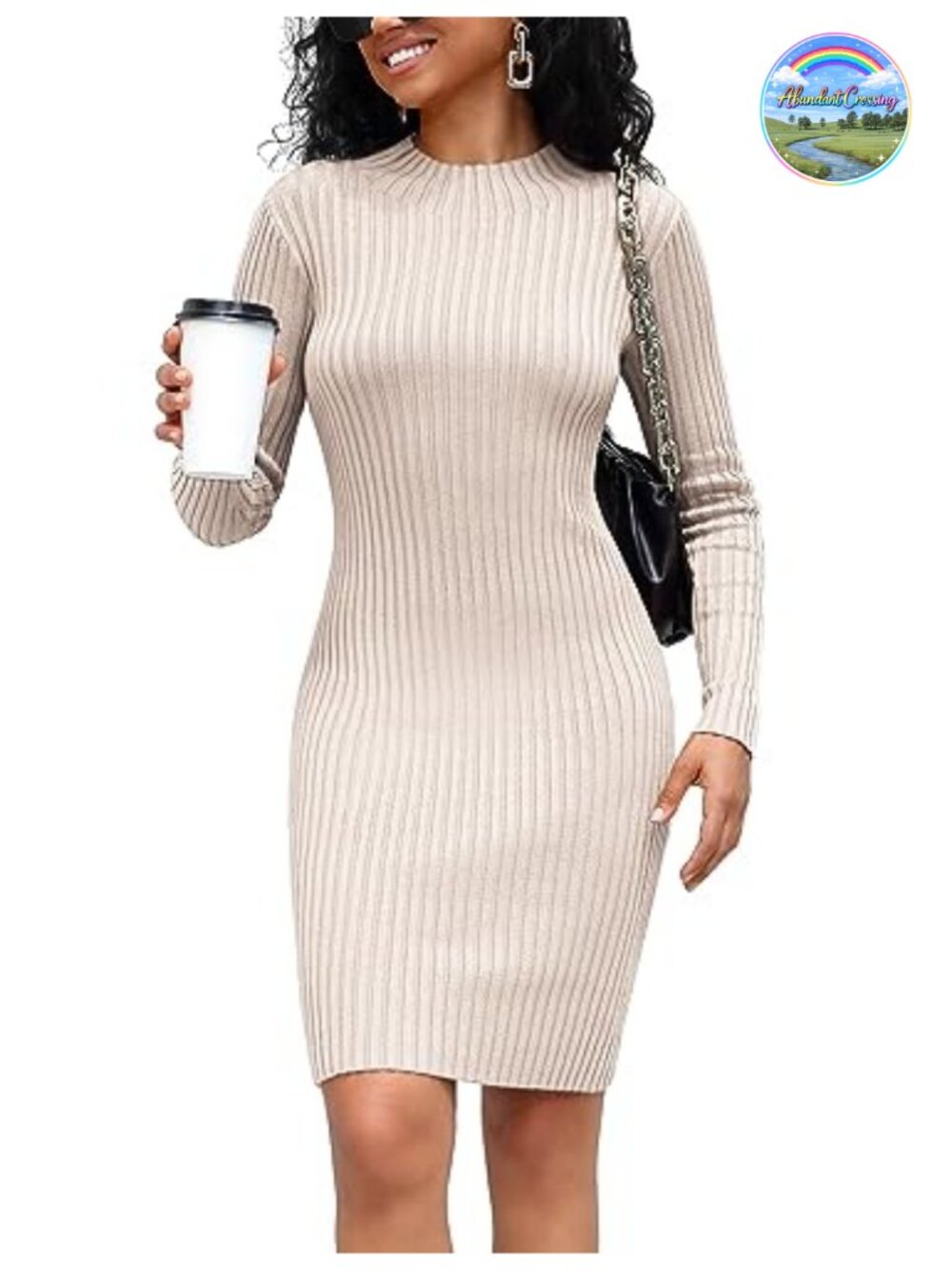 Turtleneck Sweater Dress Long Sleeve Ribbed Mini Bodycon Womens Fall Winter